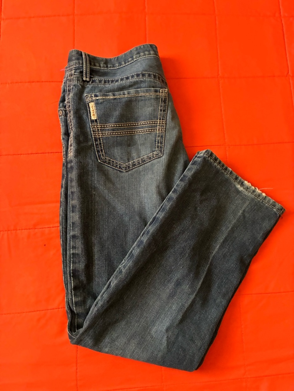 Cinch Jeans Mens 33x34 Grant Bootcut Western Thick Stitch, Pockets, Cotton